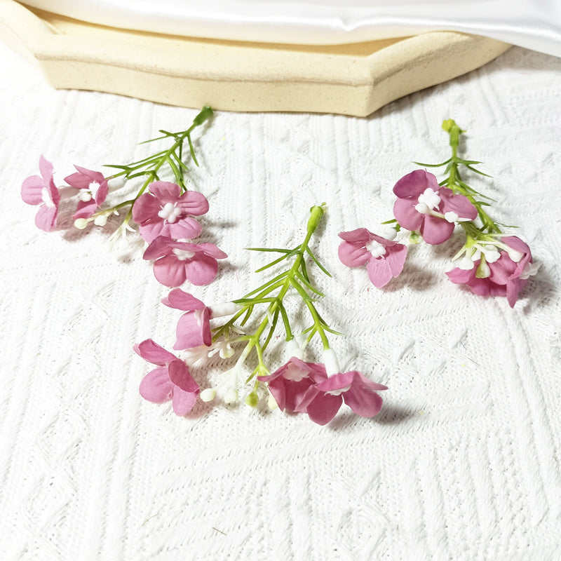 Mini Wildflower Stems, 10-Pack, 3" Small Faux Floral Picks for DIY Wedding Boutonnieres, Corsage Making, Realistic Craft Supplies