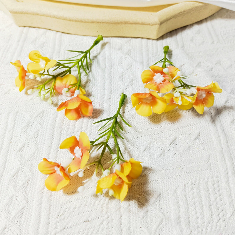 Mini Wildflower Stems, 10-Pack, 3" Small Faux Floral Picks for DIY Wedding Boutonnieres, Corsage Making, Realistic Craft Supplies