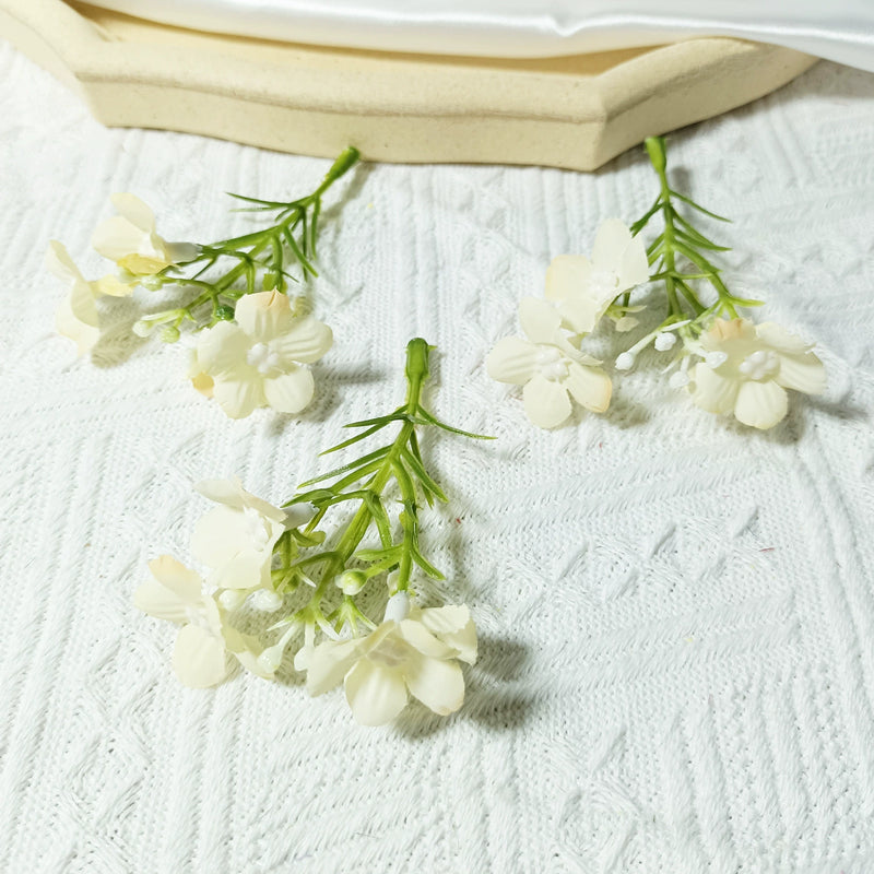 Mini Wildflower Stems, 10-Pack, 3" Small Faux Floral Picks for DIY Wedding Boutonnieres, Corsage Making, Realistic Craft Supplies
