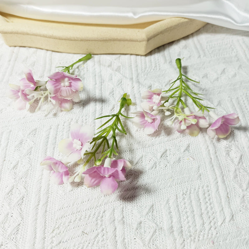 Mini Wildflower Stems, 10-Pack, 3" Small Faux Floral Picks for DIY Wedding Boutonnieres, Corsage Making, Realistic Craft Supplies