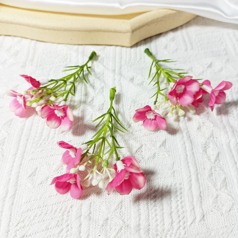 Mini Wildflower Stems, 10-Pack, 3" Small Faux Floral Picks for DIY Wedding Boutonnieres, Corsage Making, Realistic Craft Supplies