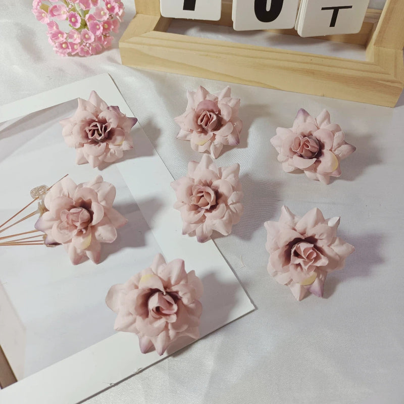 Realistic Faux Rose Heads, 10-Pack 2-Inch Silk Flowers, Bulk DIY Craft Supplies for Wedding Bouquets, Corsages, Centerpieces, Home Decor