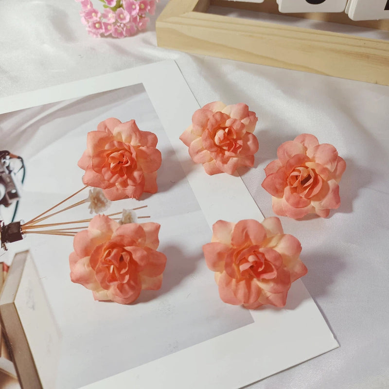 Realistic Faux Rose Heads, 10-Pack 2-Inch Silk Flowers, Bulk DIY Craft Supplies for Wedding Bouquets, Corsages, Centerpieces, Home Decor