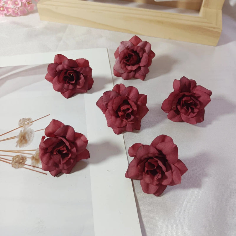 Realistic Faux Rose Heads, 10-Pack 2-Inch Silk Flowers, Bulk DIY Craft Supplies for Wedding Bouquets, Corsages, Centerpieces, Home Decor