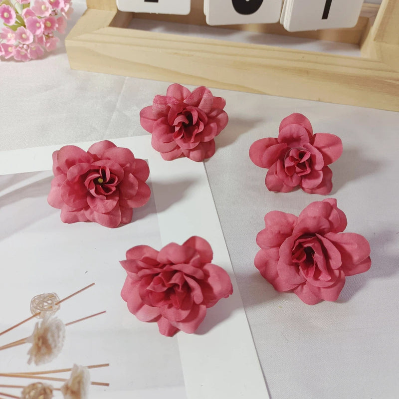 Realistic Faux Rose Heads, 10-Pack 2-Inch Silk Flowers, Bulk DIY Craft Supplies for Wedding Bouquets, Corsages, Centerpieces, Home Decor