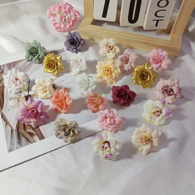 Realistic Faux Rose Heads, 10-Pack 2-Inch Silk Flowers, Bulk DIY Craft Supplies for Wedding Bouquets, Corsages, Centerpieces, Home Decor