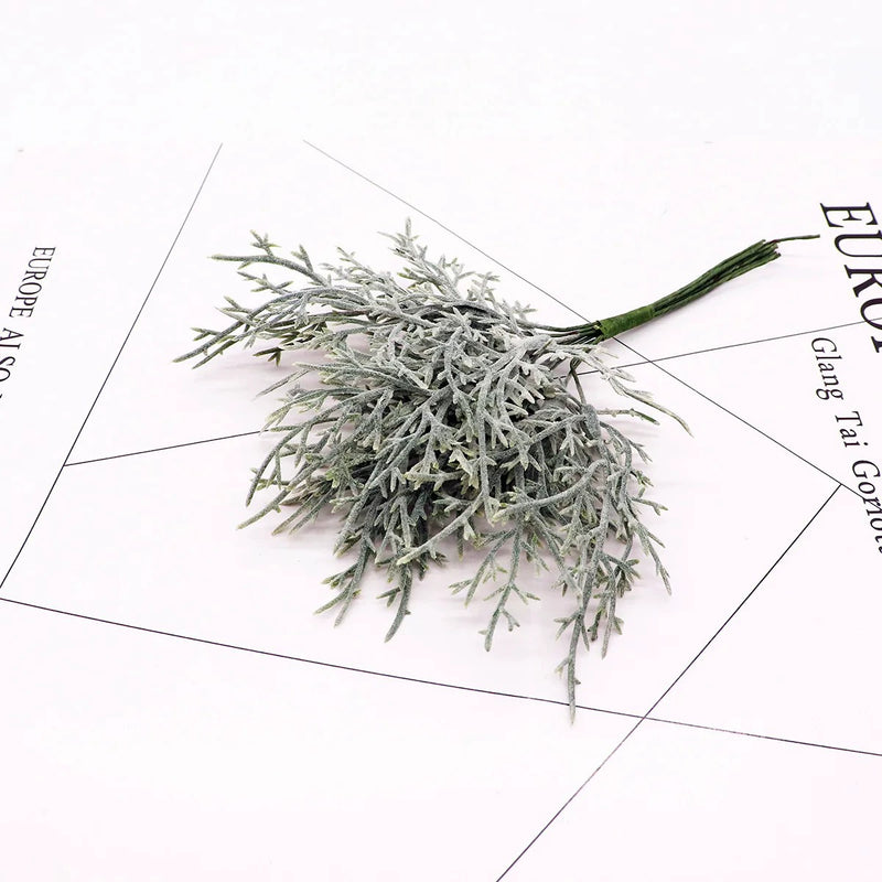 Frosted Succulent Pick, 6" Artificial Iced Leaf Stem, Ethereal Greenery for DIY Wedding Crafts, Boutonnieres, Wreaths & Holiday Decor