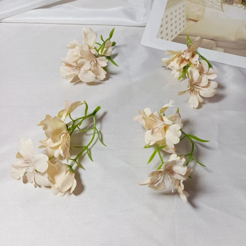 Small Faux Wildflower Stems, 4-Inch Realistic 3-Head Accent Flowers for DIY Wedding Boutonnieres, Corsages, Bouquets & Home Decor