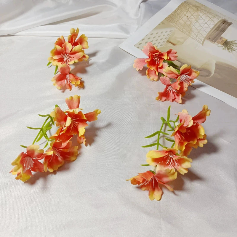 Small Faux Wildflower Stems, 4-Inch Realistic 3-Head Accent Flowers for DIY Wedding Boutonnieres, Corsages, Bouquets & Home Decor