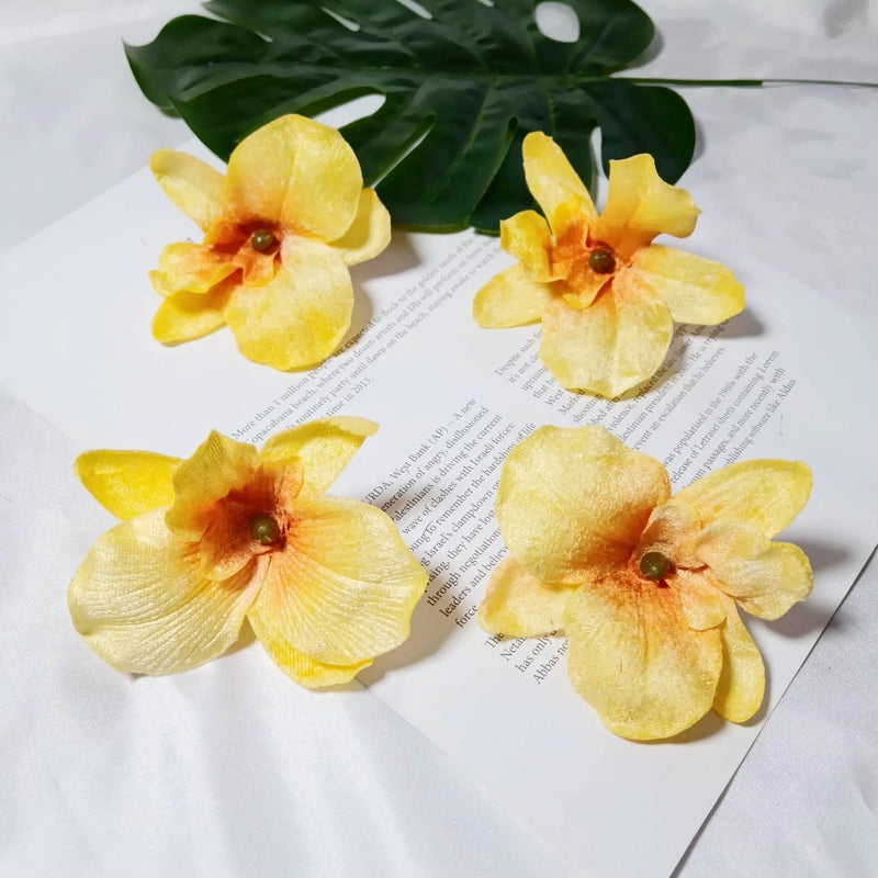5-Pack Velvet Phalaenopsis Orchid Heads, 3.5" Realistic Faux Flowers for DIY Wedding Corsages, Hair Clips, Cake Decor & Bouquets