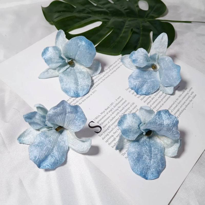 5-Pack Velvet Phalaenopsis Orchid Heads, 3.5" Realistic Faux Flowers for DIY Wedding Corsages, Hair Clips, Cake Decor & Bouquets