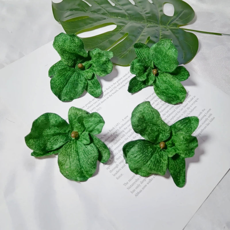 5-Pack Velvet Phalaenopsis Orchid Heads, 3.5" Realistic Faux Flowers for DIY Wedding Corsages, Hair Clips, Cake Decor & Bouquets