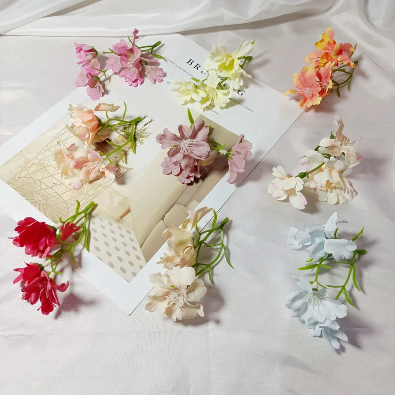 Small Faux Wildflower Stems, 4-Inch Realistic 3-Head Accent Flowers for DIY Wedding Boutonnieres, Corsages, Bouquets & Home Decor