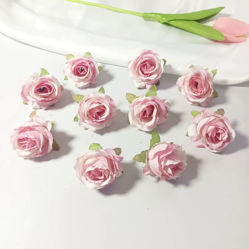 Mini Rose Heads, 1.5" Small Artificial Silk Flowers for DIY Crafts, Realistic Fake Roses for Wedding Bouquets, Boutonnieres & Home Decor