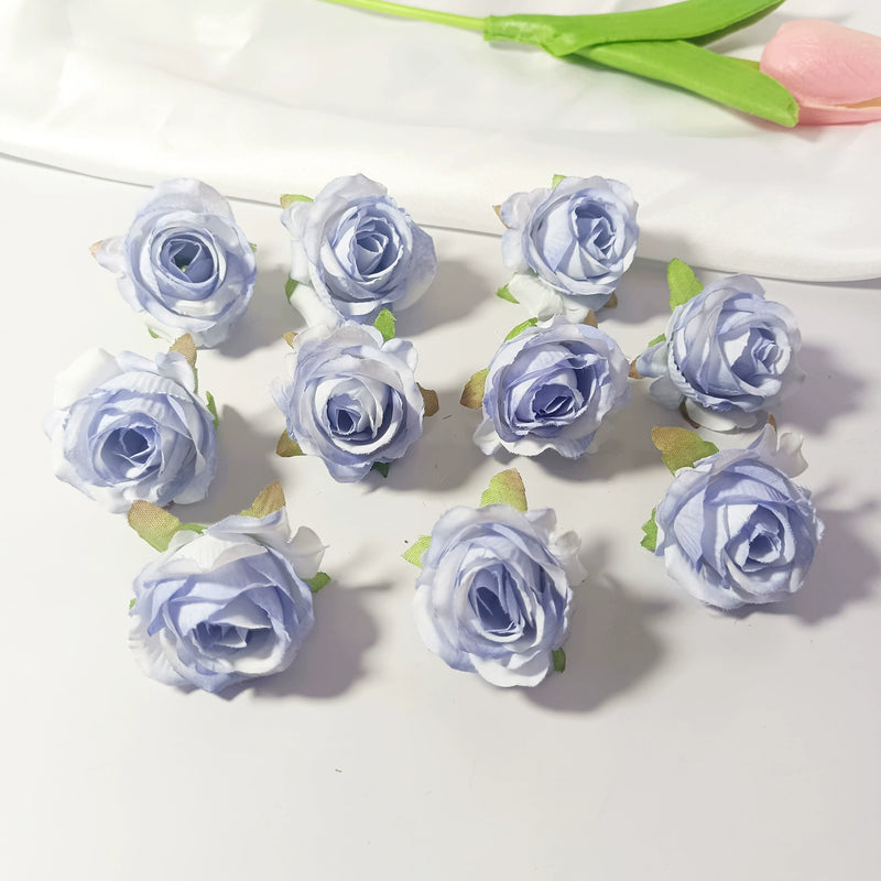 Mini Rose Heads, 1.5" Small Artificial Silk Flowers for DIY Crafts, Realistic Fake Roses for Wedding Bouquets, Boutonnieres & Home Decor