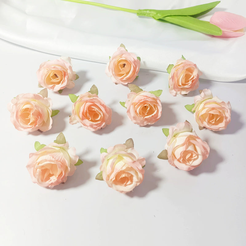 Mini Rose Heads, 1.5" Small Artificial Silk Flowers for DIY Crafts, Realistic Fake Roses for Wedding Bouquets, Boutonnieres & Home Decor