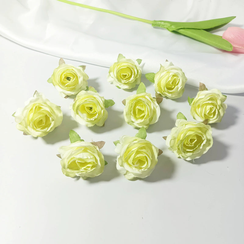 Mini Rose Heads, 1.5" Small Artificial Silk Flowers for DIY Crafts, Realistic Fake Roses for Wedding Bouquets, Boutonnieres & Home Decor