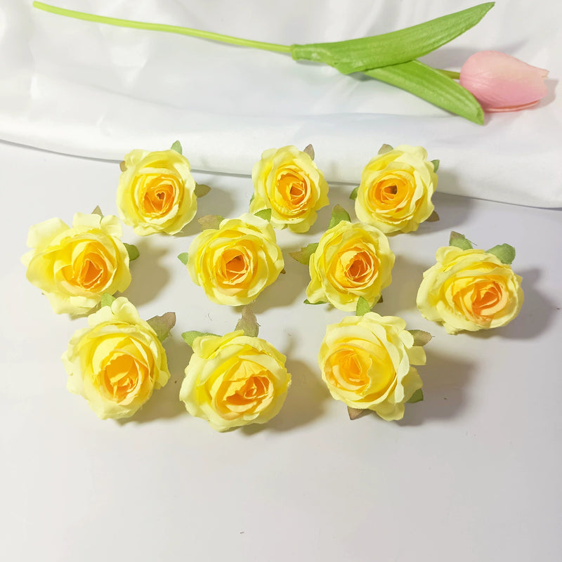Mini Rose Heads, 1.5" Small Artificial Silk Flowers for DIY Crafts, Realistic Fake Roses for Wedding Bouquets, Boutonnieres & Home Decor