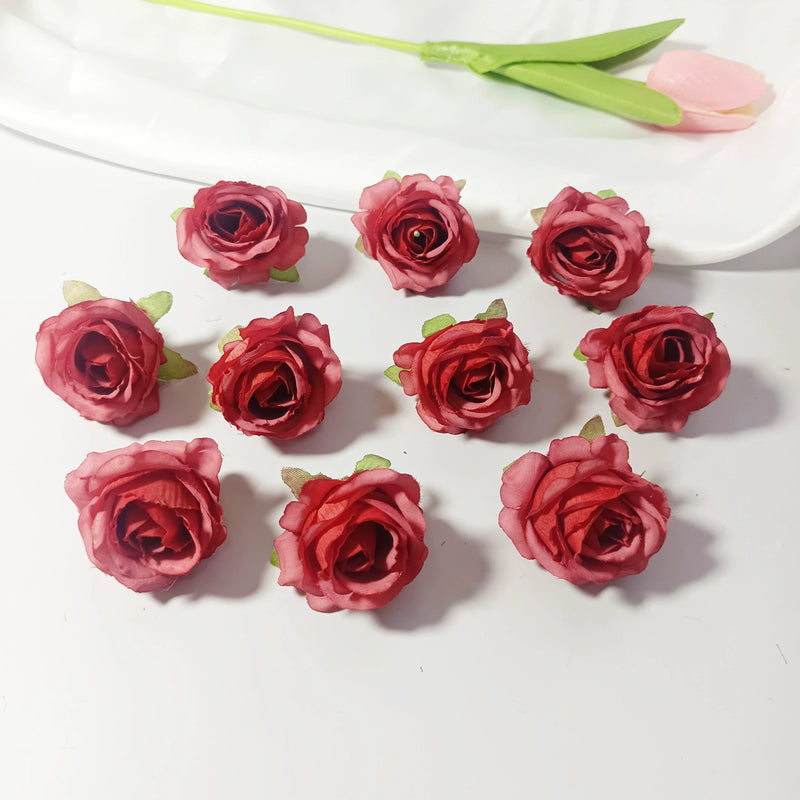Mini Rose Heads, 1.5" Small Artificial Silk Flowers for DIY Crafts, Realistic Fake Roses for Wedding Bouquets, Boutonnieres & Home Decor