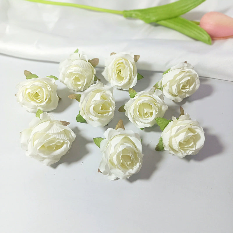 Mini Rose Heads, 1.5" Small Artificial Silk Flowers for DIY Crafts, Realistic Fake Roses for Wedding Bouquets, Boutonnieres & Home Decor