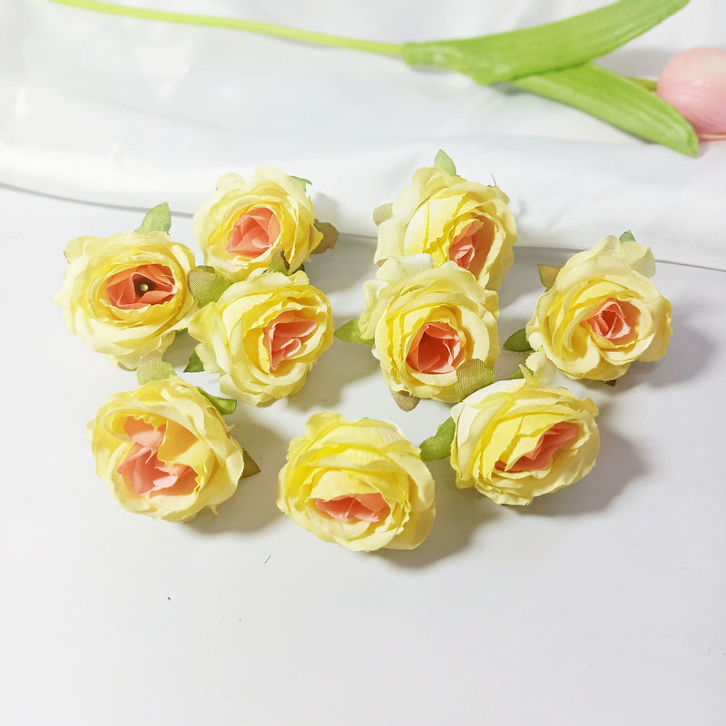 Mini Rose Heads, 1.5" Small Artificial Silk Flowers for DIY Crafts, Realistic Fake Roses for Wedding Bouquets, Boutonnieres & Home Decor