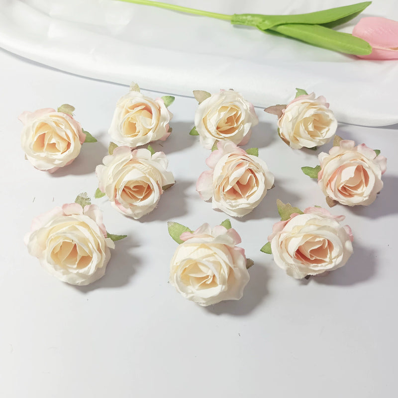 Mini Rose Heads, 1.5" Small Artificial Silk Flowers for DIY Crafts, Realistic Fake Roses for Wedding Bouquets, Boutonnieres & Home Decor