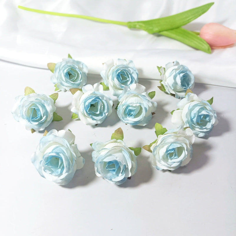 Mini Rose Heads, 1.5" Small Artificial Silk Flowers for DIY Crafts, Realistic Fake Roses for Wedding Bouquets, Boutonnieres & Home Decor
