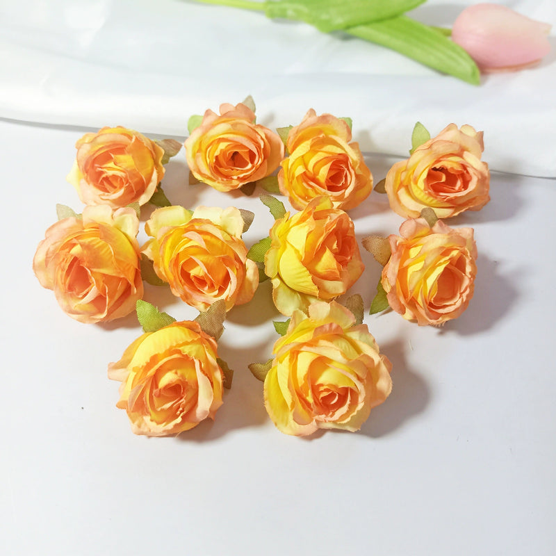 Mini Rose Heads, 1.5" Small Artificial Silk Flowers for DIY Crafts, Realistic Fake Roses for Wedding Bouquets, Boutonnieres & Home Decor