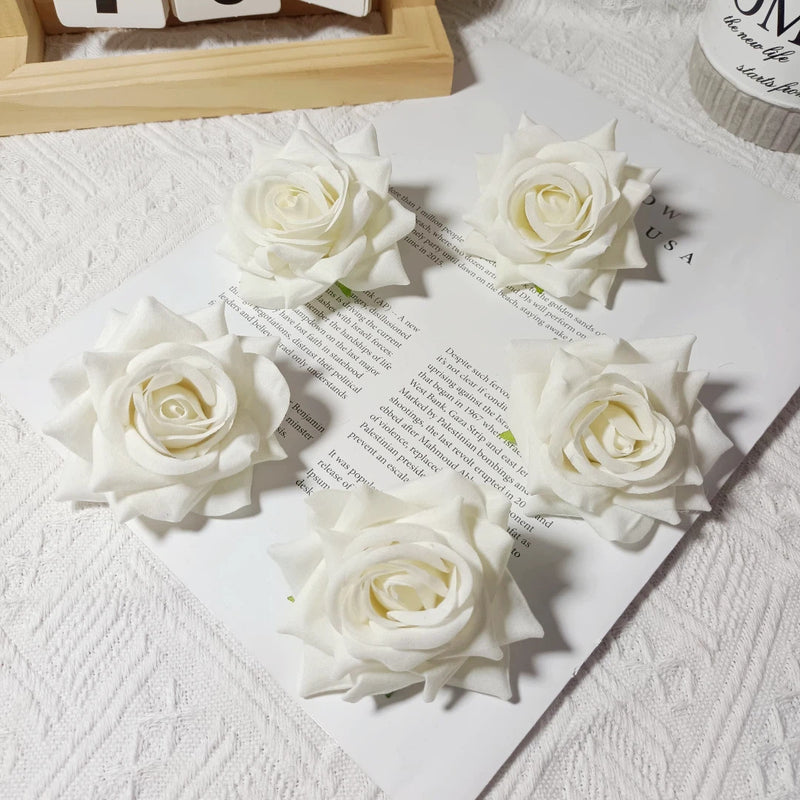 Large Velvet Rose Heads, 3" Realistic Faux Flowers for DIY Wedding Bouquets, Centerpieces, Flower Walls, Home Decor, Corsages