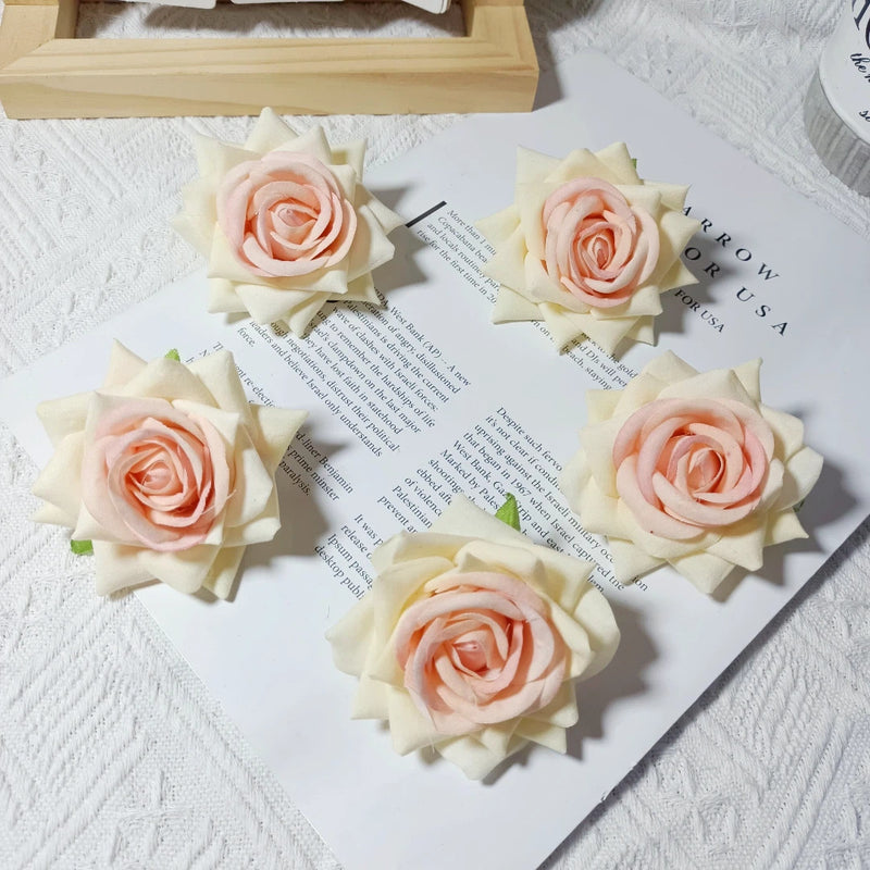 Large Velvet Rose Heads, 3" Realistic Faux Flowers for DIY Wedding Bouquets, Centerpieces, Flower Walls, Home Decor, Corsages