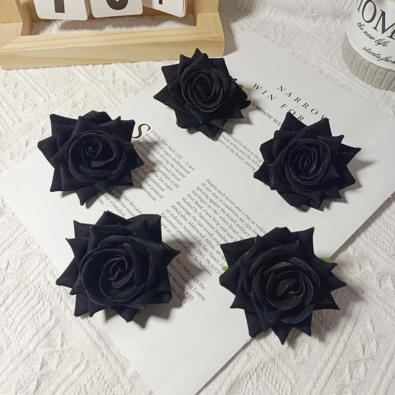 Large Velvet Rose Heads, 3" Realistic Faux Flowers for DIY Wedding Bouquets, Centerpieces, Flower Walls, Home Decor, Corsages