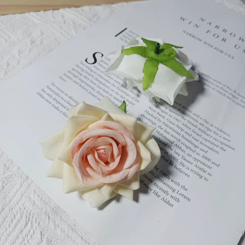 Large Velvet Rose Heads, 3" Realistic Faux Flowers for DIY Wedding Bouquets, Centerpieces, Flower Walls, Home Decor, Corsages
