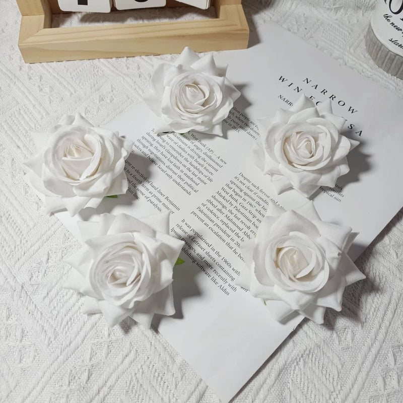 Large Velvet Rose Heads, 3" Realistic Faux Flowers for DIY Wedding Bouquets, Centerpieces, Flower Walls, Home Decor, Corsages