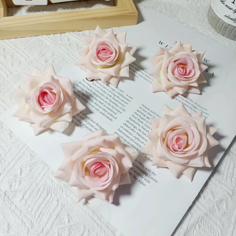 Large Velvet Rose Heads, 3" Realistic Faux Flowers for DIY Wedding Bouquets, Centerpieces, Flower Walls, Home Decor, Corsages