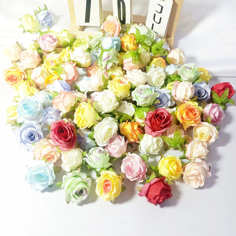 Mini Rose Heads, 1.5" Small Artificial Silk Flowers for DIY Crafts, Realistic Fake Roses for Wedding Bouquets, Boutonnieres & Home Decor