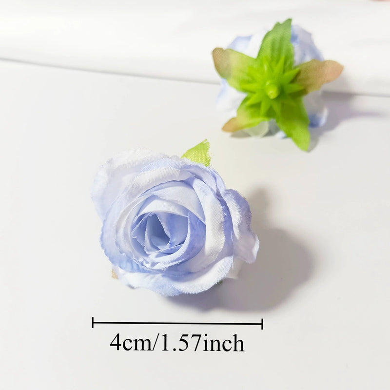 Mini Rose Heads, 1.5" Small Artificial Silk Flowers for DIY Crafts, Realistic Fake Roses for Wedding Bouquets, Boutonnieres & Home Decor