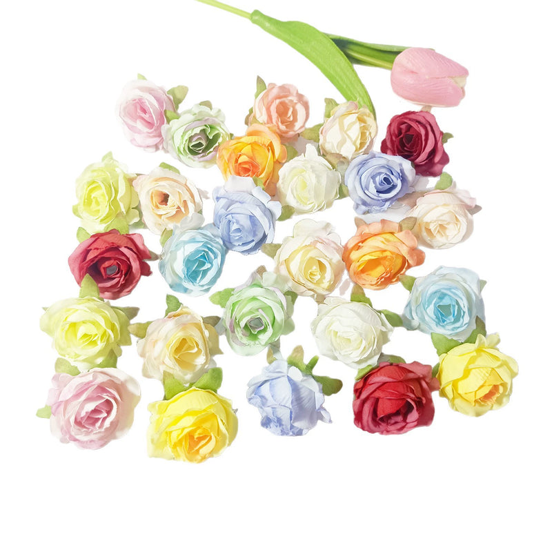 Mini Rose Heads, 1.5" Small Artificial Silk Flowers for DIY Crafts, Realistic Fake Roses for Wedding Bouquets, Boutonnieres & Home Decor