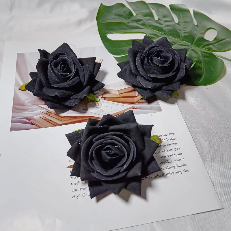 Lush Velvet Rose Heads, 3-Inch Realistic Curled Faux Roses for DIY Wedding Decor, Boutonnieres, Corsages, Gift Accents & Home Crafts