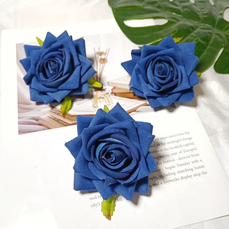 Lush Velvet Rose Heads, 3-Inch Realistic Curled Faux Roses for DIY Wedding Decor, Boutonnieres, Corsages, Gift Accents & Home Crafts