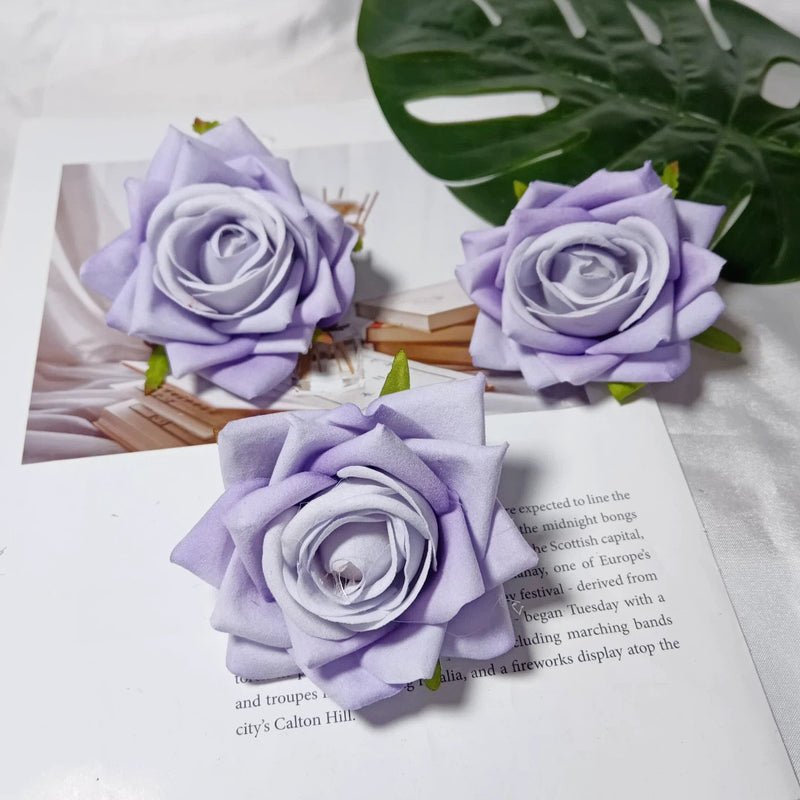 Lush Velvet Rose Heads, 3-Inch Realistic Curled Faux Roses for DIY Wedding Decor, Boutonnieres, Corsages, Gift Accents & Home Crafts