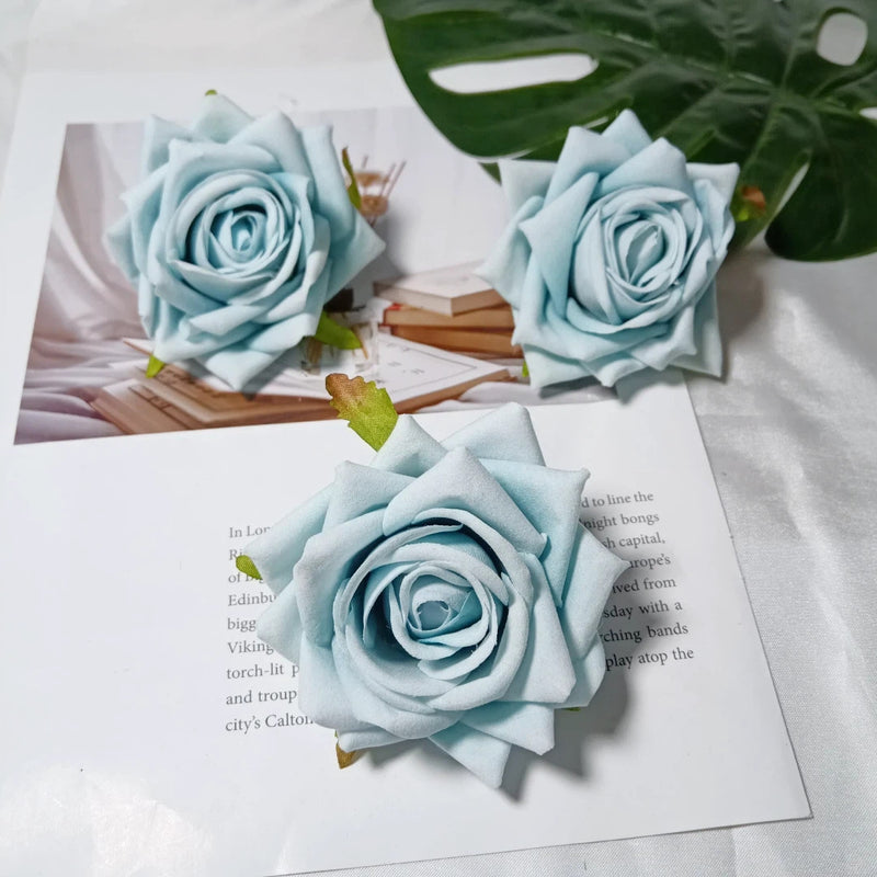 Lush Velvet Rose Heads, 3-Inch Realistic Curled Faux Roses for DIY Wedding Decor, Boutonnieres, Corsages, Gift Accents & Home Crafts