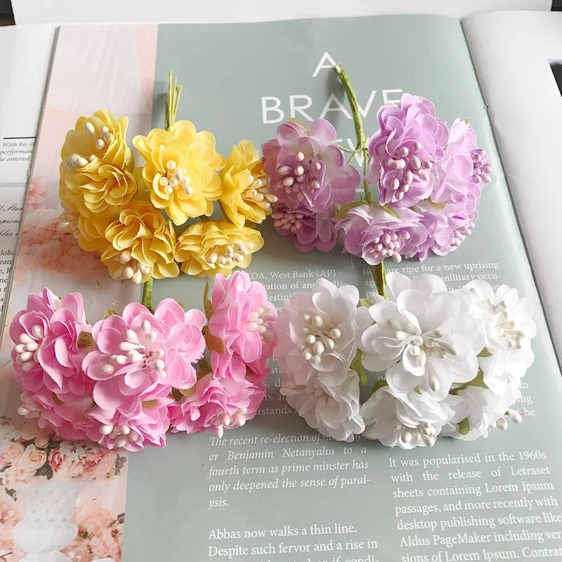 Wildflower Bouquet for DIY Wedding Decor, 4.5" Real-Touch Faux Flowers, Perfect for Home Decor, Wedding Bouquets, Gift Packaging