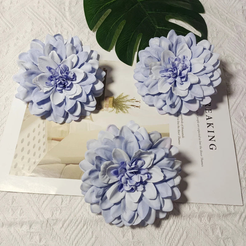 Dahlia Flower Heads, Pack of 3, 4-inch Realistic Faux Florals for DIY Wedding Bouquets, Corsages, Home Decor, and Crafts