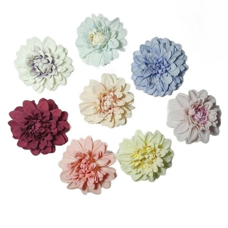 Dahlia Flower Heads, Pack of 3, 4-inch Realistic Faux Florals for DIY Wedding Bouquets, Corsages, Home Decor, and Crafts