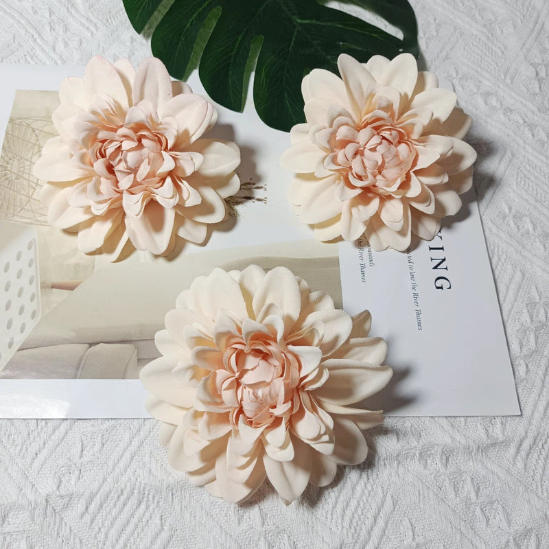 Dahlia Flower Heads, Pack of 3, 4-inch Realistic Faux Florals for DIY Wedding Bouquets, Corsages, Home Decor, and Crafts