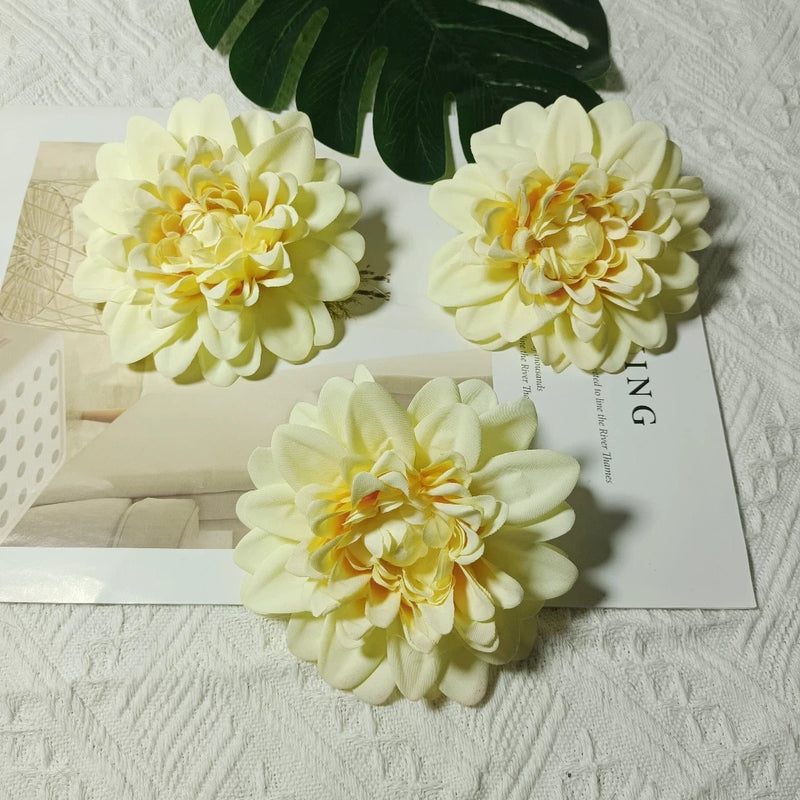 Dahlia Flower Heads, Pack of 3, 4-inch Realistic Faux Florals for DIY Wedding Bouquets, Corsages, Home Decor, and Crafts
