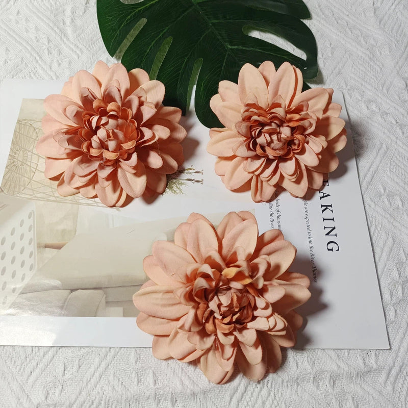 Dahlia Flower Heads, Pack of 3, 4-inch Realistic Faux Florals for DIY Wedding Bouquets, Corsages, Home Decor, and Crafts