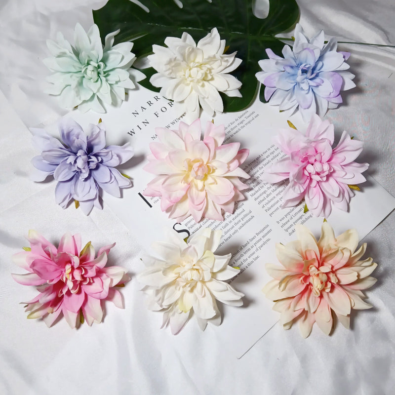 3-Pack Mini Dahlia Flower Heads, 4-Inch Realistic Silk Flowers for DIY Crafts, Wedding Decor, Wreaths, Corsages & Hair Accessories