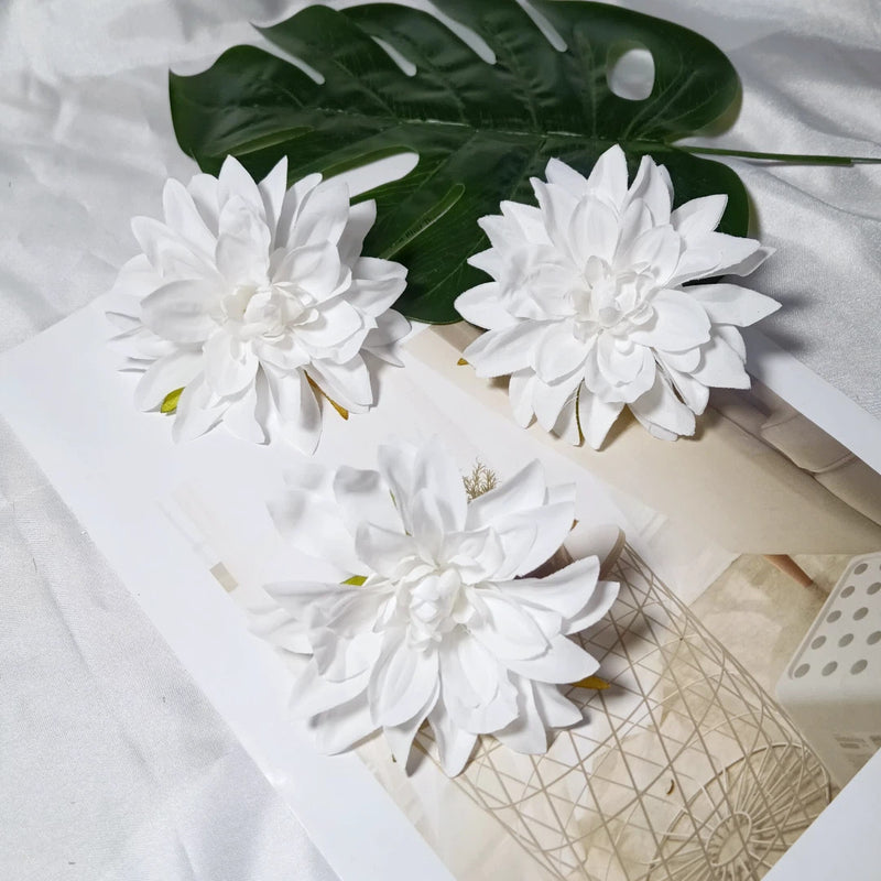 3-Pack Mini Dahlia Flower Heads, 4-Inch Realistic Silk Flowers for DIY Crafts, Wedding Decor, Wreaths, Corsages & Hair Accessories