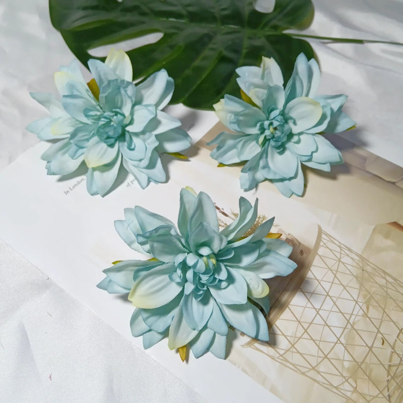 3-Pack Mini Dahlia Flower Heads, 4-Inch Realistic Silk Flowers for DIY Crafts, Wedding Decor, Wreaths, Corsages & Hair Accessories
